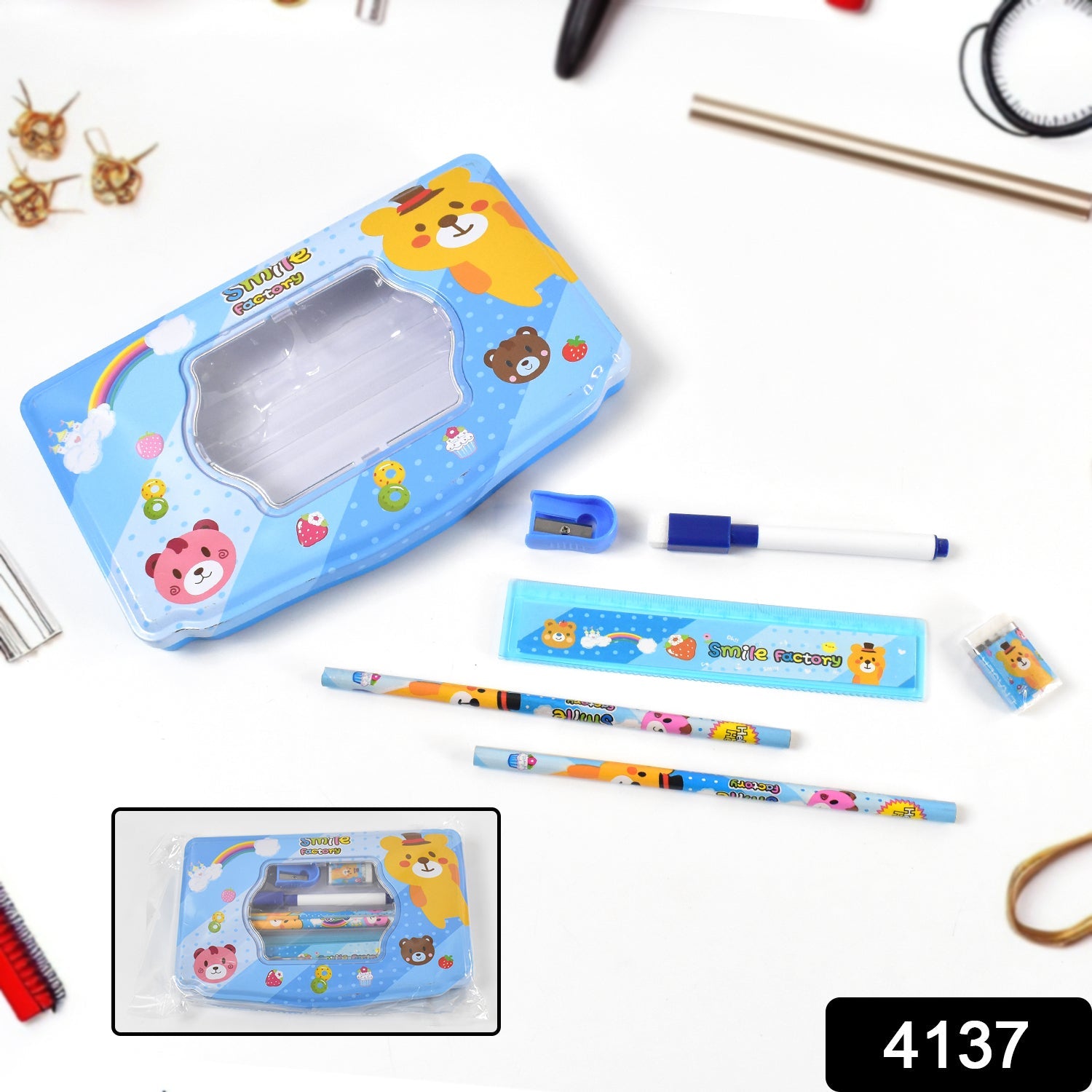 Cartoon Metal Compass Box for Kids with Stationery (6 Pc Set) Cartoon Metal Compass Box for Kids with Stationery (6 Pc Set)